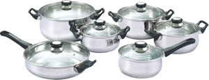 12pcs Good Quality Jumbo Set , Stainless Steel Cookware Pot Set , Clear Glass Lid , Bakelite Handle and Knob, Stepped and Rolled edge