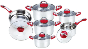 12pcs High Quality Stainless Stell Cookware Pot Set , Bakelite Handle And Knob ,Clear Glass Lid