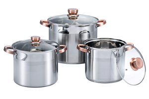 6pcs Stock Pot Set , Good Quality Kitchenware , Hollow Handle And Knob , Clear Glass Lid